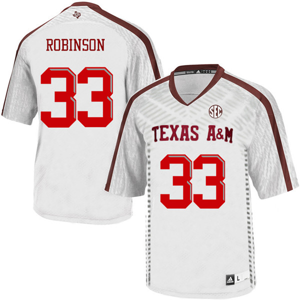 Men #33 Ondario Robinson Texas A&M Aggies College Football Jerseys Sale-White